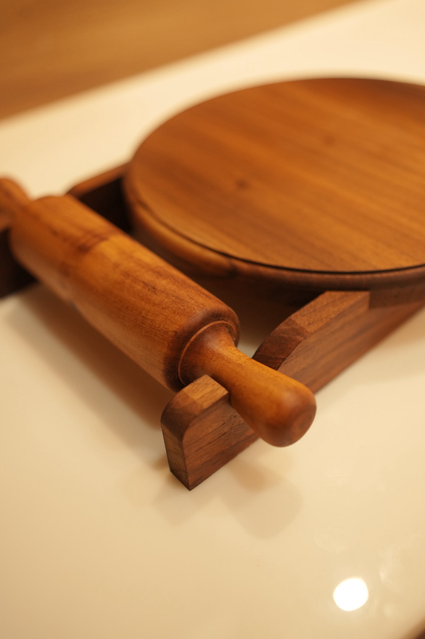 Teak Wood Chapathi Maker with Stand