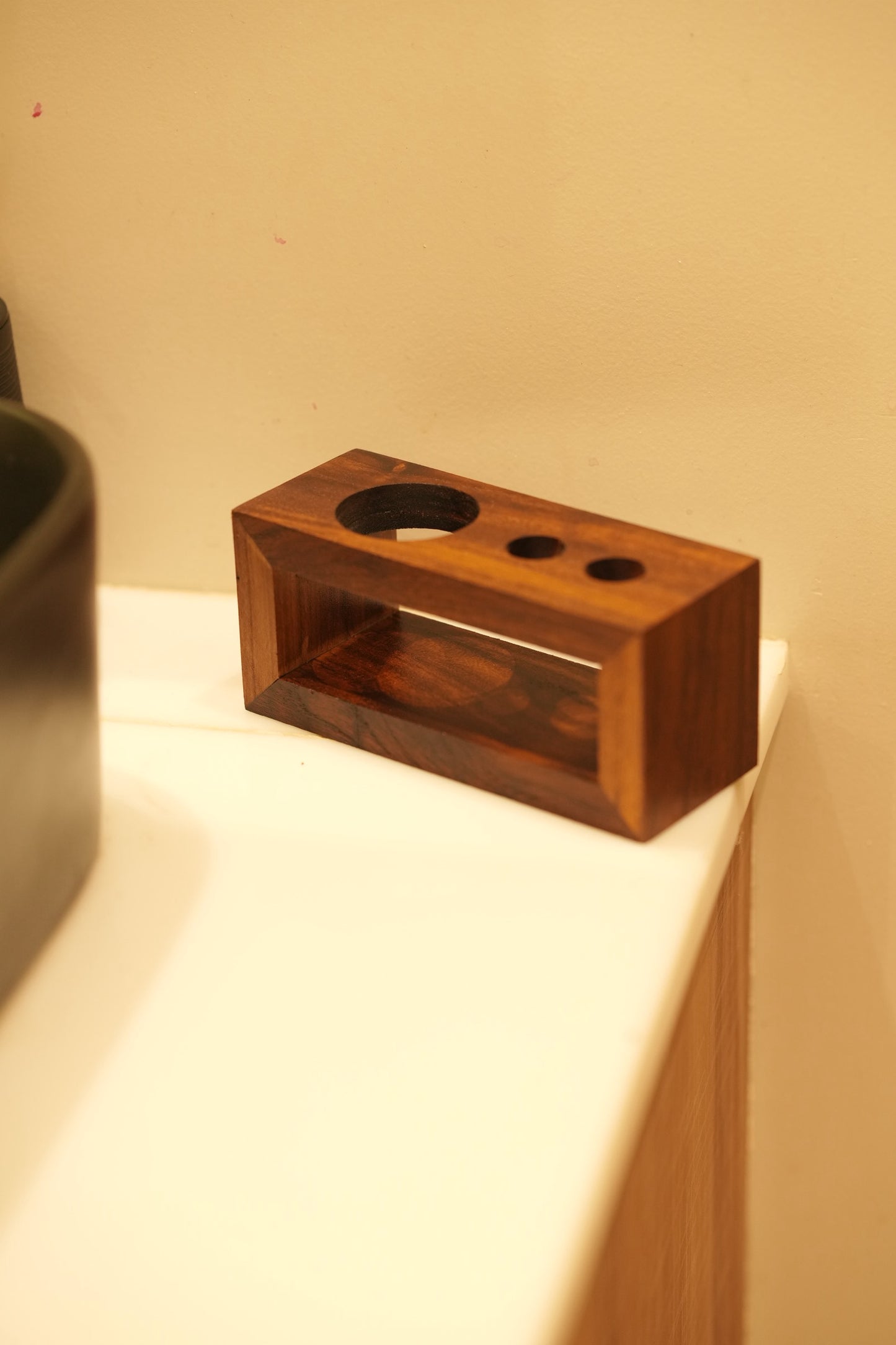 Wooden Toothbrush & Paste Holder – 2 Brush Slots